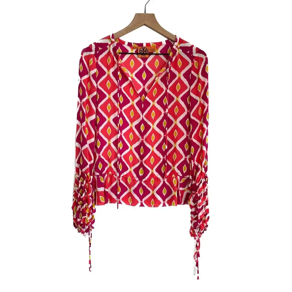 Tory Burch Silk Printed Blouse Size 4